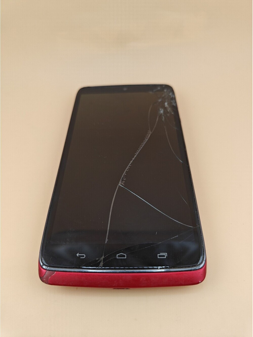 Motorola Droid Turbo XT1254 Verizon Red Cracked Phone For Parts/Repair AS IS